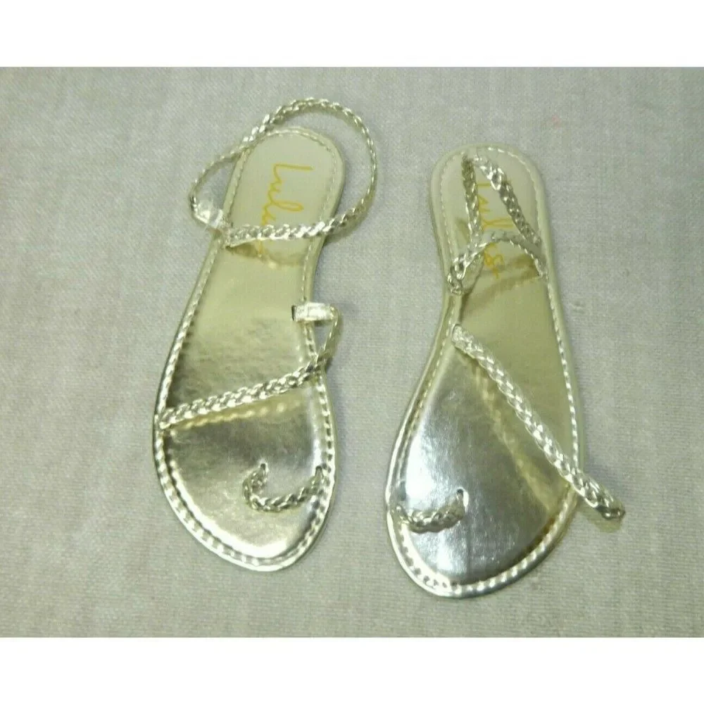 Lulu's‎ Sandals Mirela Gold Flat Vegan Sandals